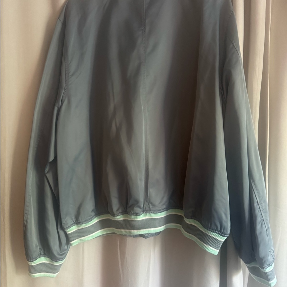 Fabletics Light Gray Bomber Jacket With Patch - image 3